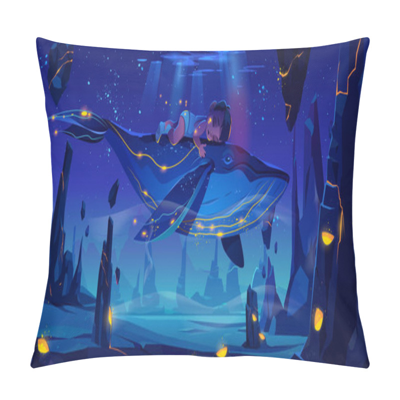 Personality  Fantasy Dream, Space Fairy Tale With Huge Whale Pillow Covers