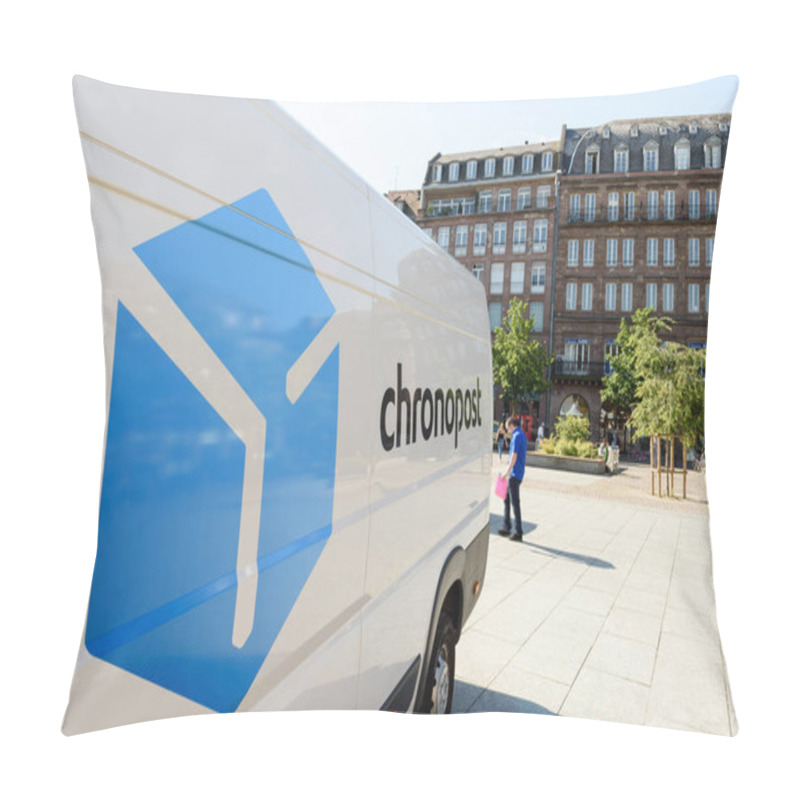 Personality  CHRONOPOST Delivery Van In Center Of The City. Pillow Covers