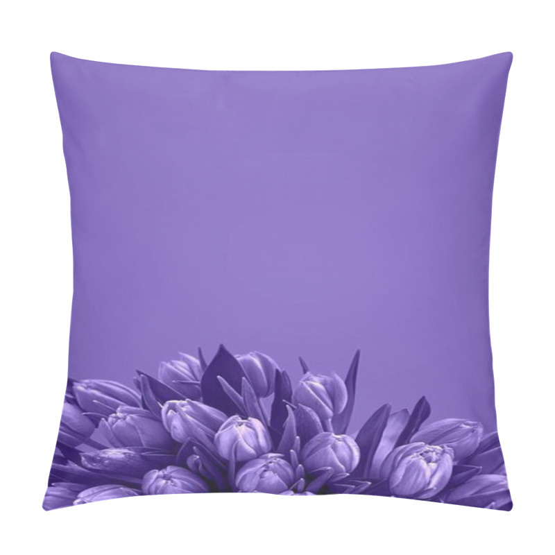 Personality  Tulips Flower Card. Fresh Spring Flowers With Water Drops. Floral Backdrop Pillow Covers