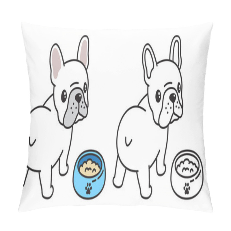 Personality  Dog Vector French Bulldog Logo Icon Bowl Food Cartoon Character Illustration Symbol Pillow Covers