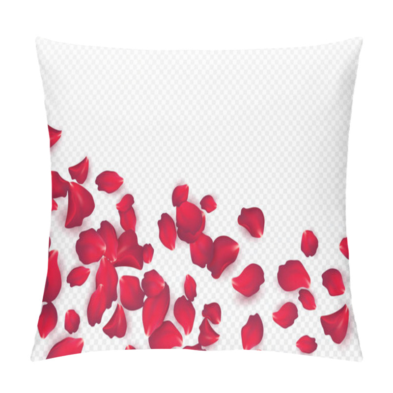 Personality  Backdrop Of Rose Petals Isolated On A Transparent White Background. Valentine Day Background. Vector Illustration Pillow Covers