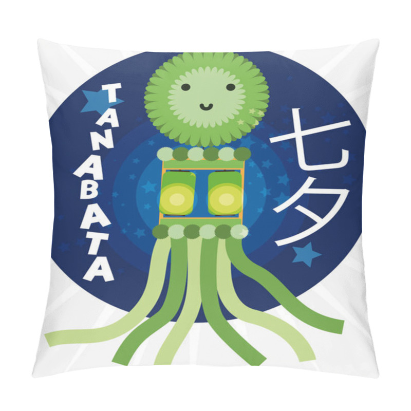 Personality  Cute Fukinagashi Streamer And Lanterns For A Night Of Tanabata, Vector Illustration Pillow Covers