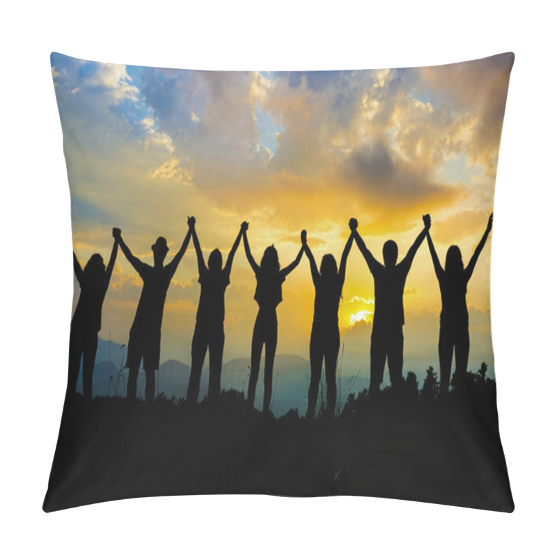 Personality  Friends Silhouette Holding Hand In Hand Pillow Covers