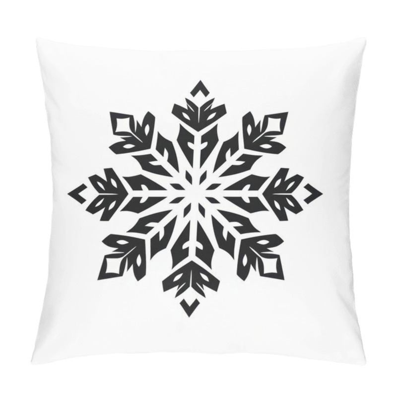 Personality  Intricate Black Snowflake Design With Leaf Motifs, Creating A Striking Visual Effect Against A White Background. Pillow Covers