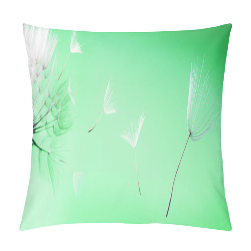 Personality  Flying Dandelion Seeds On A Green Background Pillow Covers