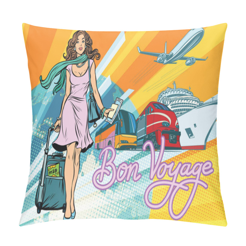 Personality  Beautiful Woman Passenger Tourist Bus Train Cruise Ship And Plan Pillow Covers