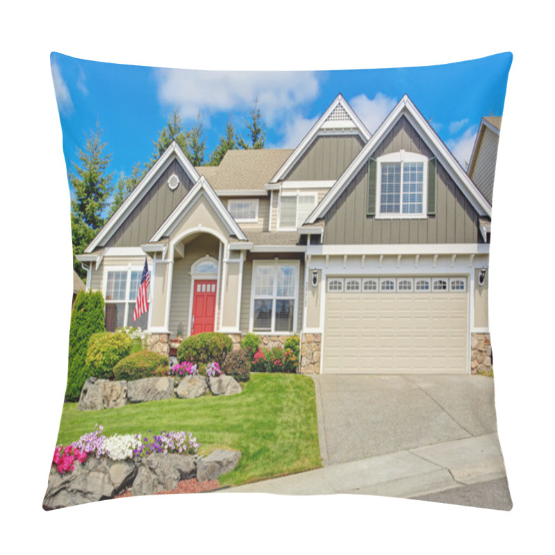 Personality  American House With Beautiful Landscape And Vivid Flowers Pillow Covers