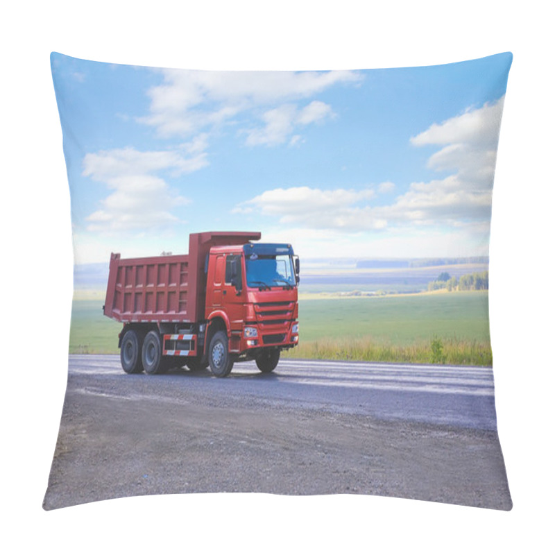 Personality  Dump Truck Goes On Country Highway Pillow Covers