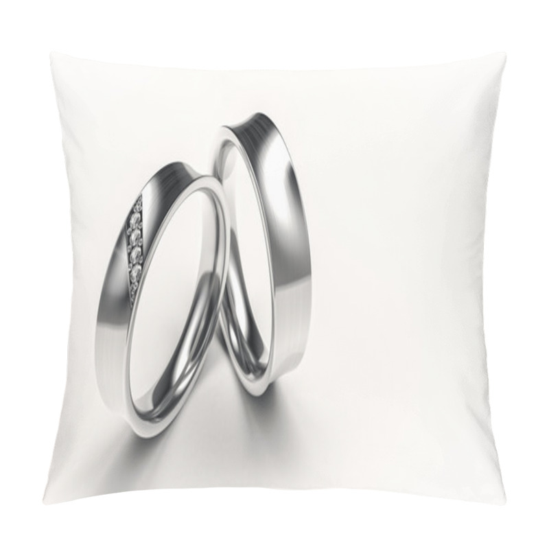 Personality  Pair Of Silver Rings With Small Diamonds For Lovers Pillow Covers