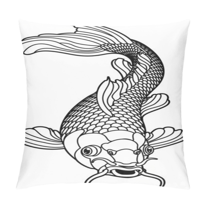 Personality  Koi Carp Black And White Fish Pillow Covers