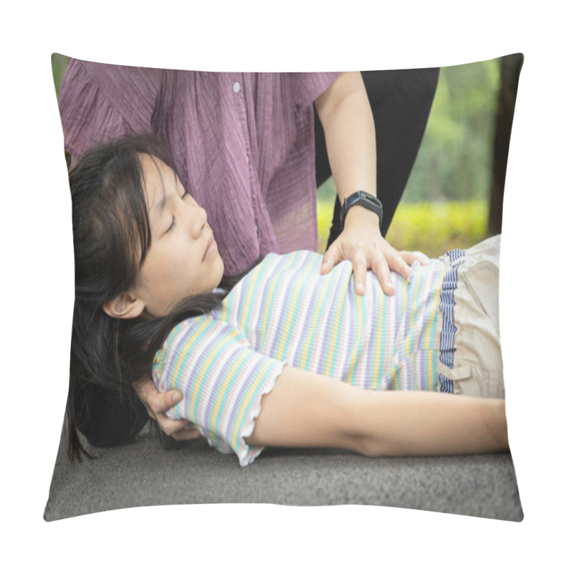 Personality  Sick Daughter Is Fainted And Fallen On Floor While Playing And  Exercise,asian Mother Help,take Care, Child Girl With Congestive Heart Failure,female Unconscious Fell To The Ground Suffer Heart Attack Pillow Covers