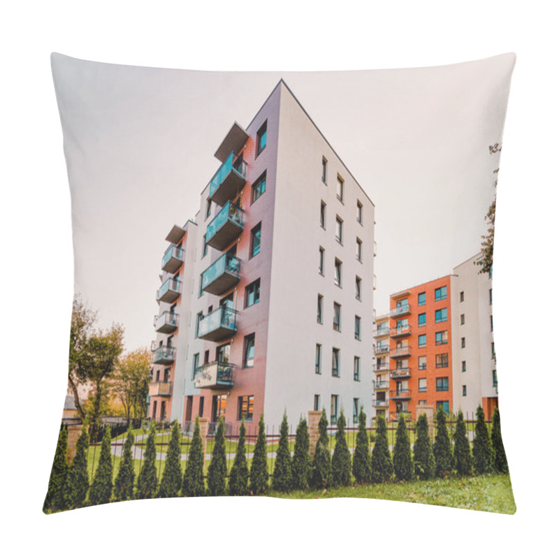 Personality  Apartment Modern House Home Residential Building Real Estate Outdoor Evening Pillow Covers