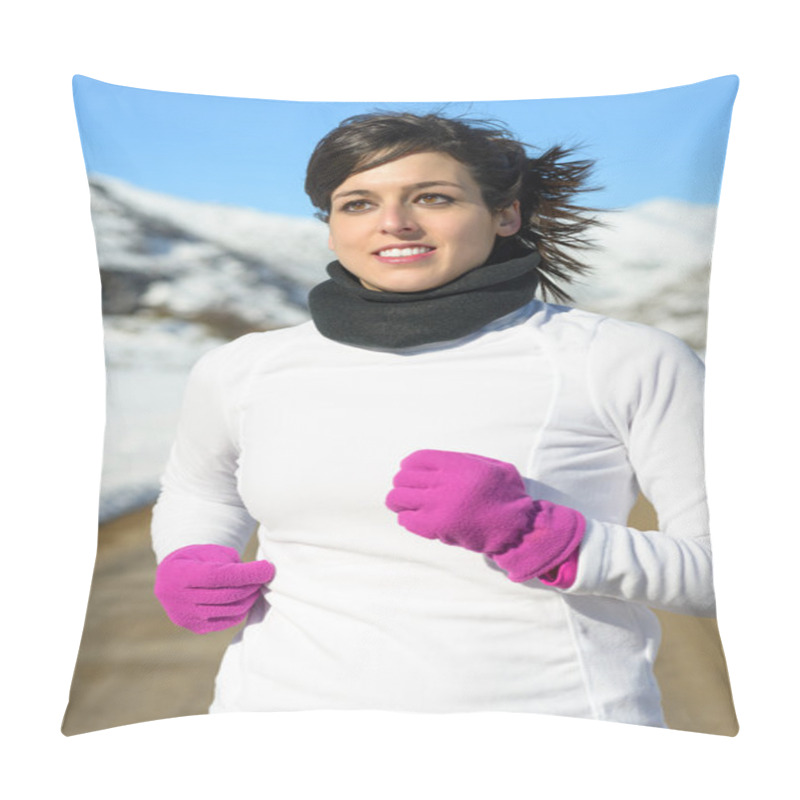 Personality  Beautiful Runner On Winter Snow Mountain Pillow Covers