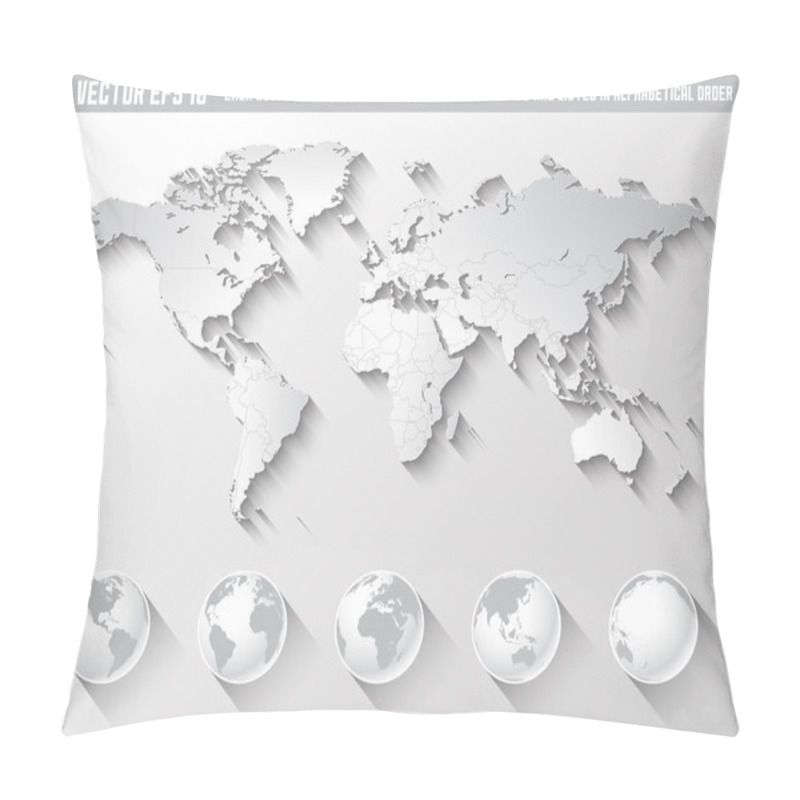 Personality  Flat Shadow World Map With Globes Pillow Covers