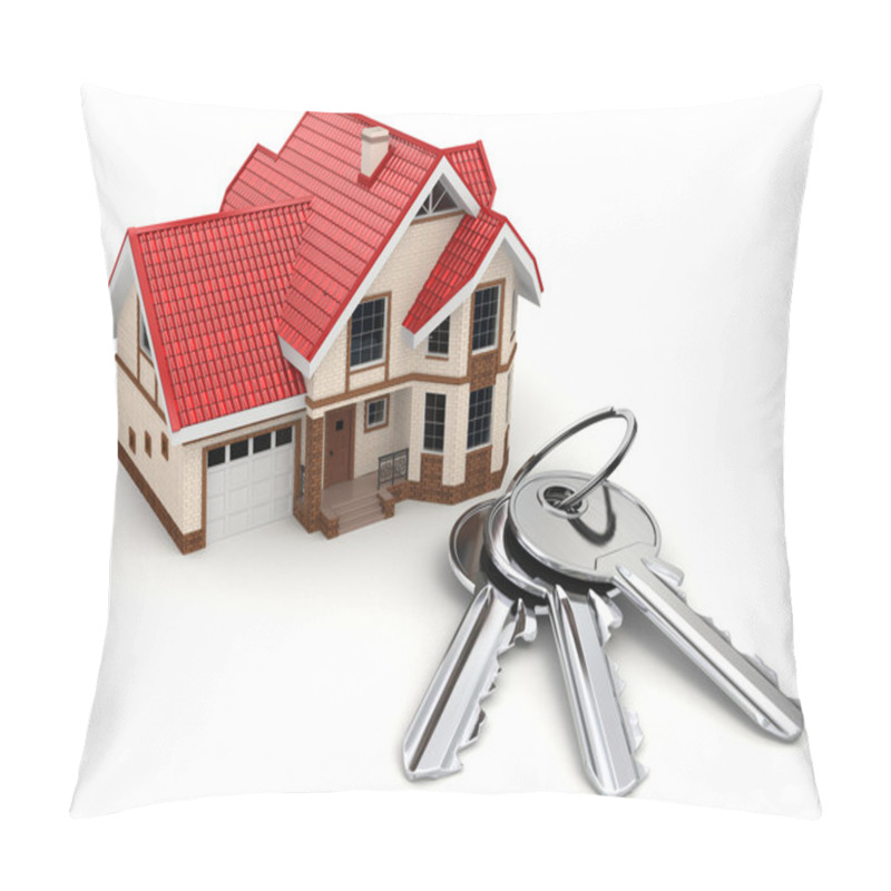 Personality  House And Keys On White Isolated Background. Pillow Covers