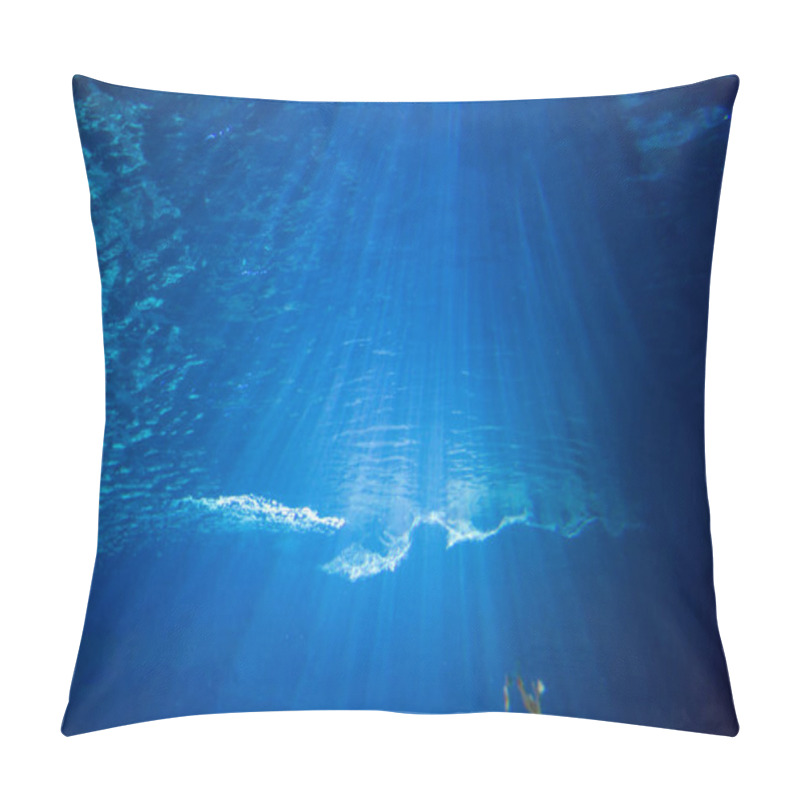 Personality  Underwater Blue Ocean With Perfect Sunlight Coming In Pillow Covers