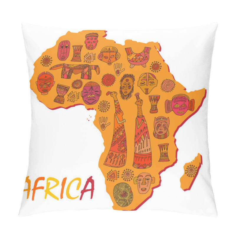 Personality  Africa Map With Different Ancient Symbols And Signs Pillow Covers