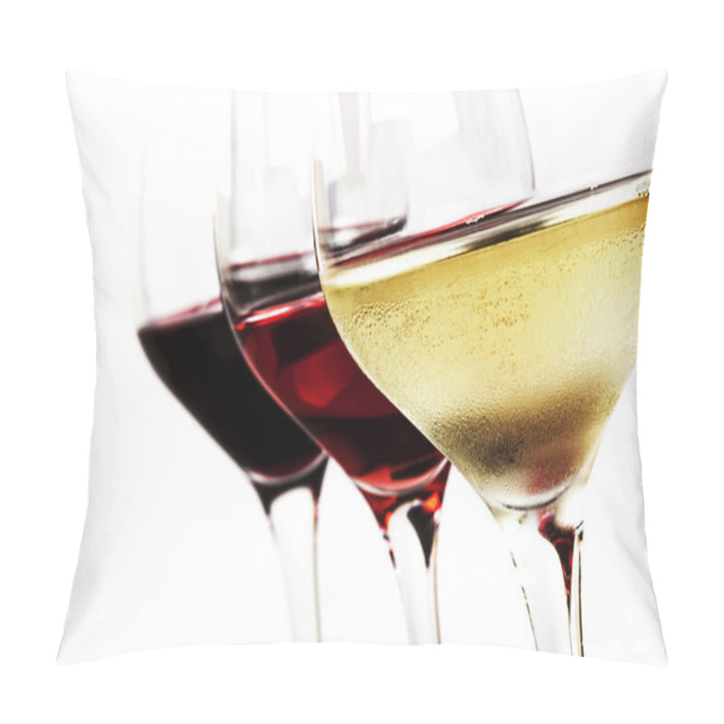 Personality  Wine Glasses Over White Pillow Covers