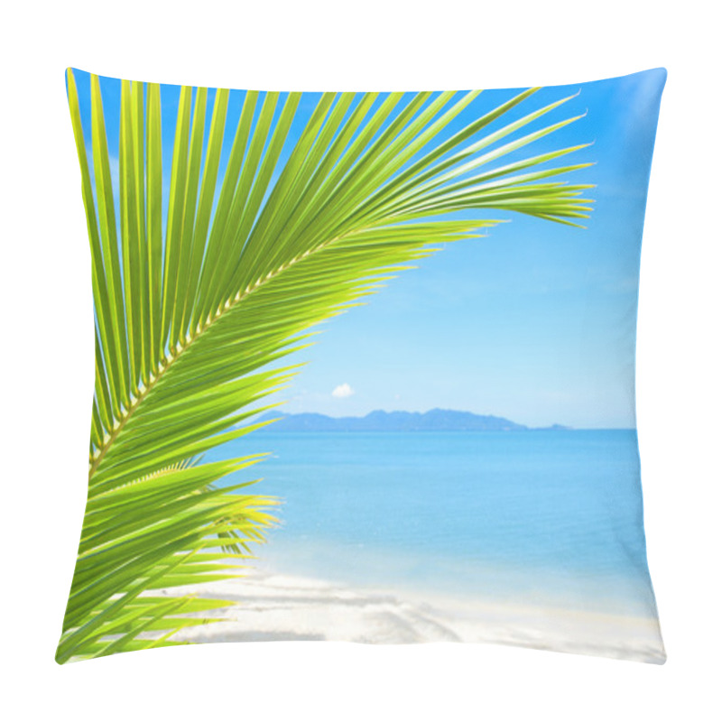 Personality  Beautiful Beach With Palm Tree Over The Sand Pillow Covers