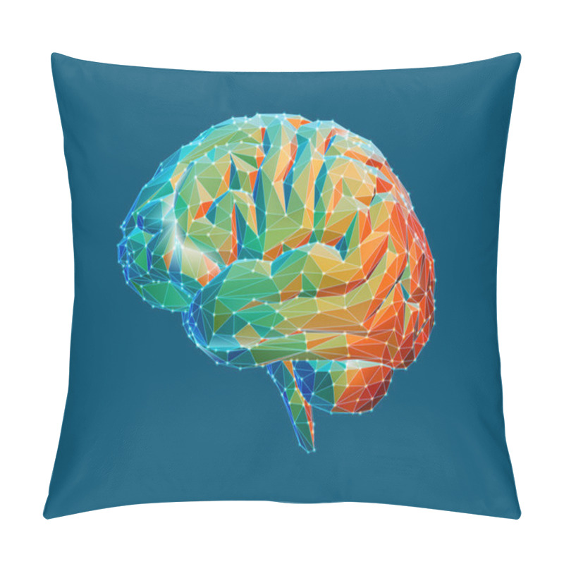 Personality  Low Poly Brain Illustration Isolated On Green BG Pillow Covers