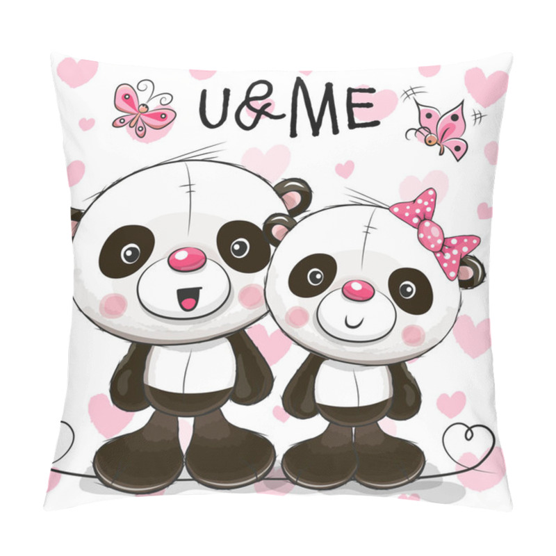 Personality  Two Cute Cartoon Pandas Pillow Covers