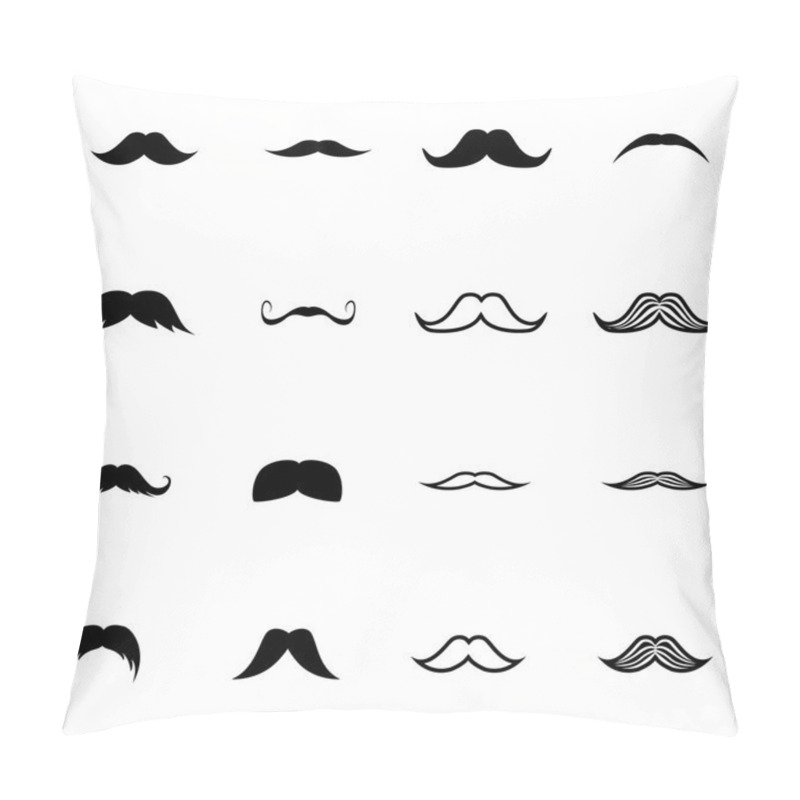 Personality  Vector Black Moustaches Icon Set Pillow Covers