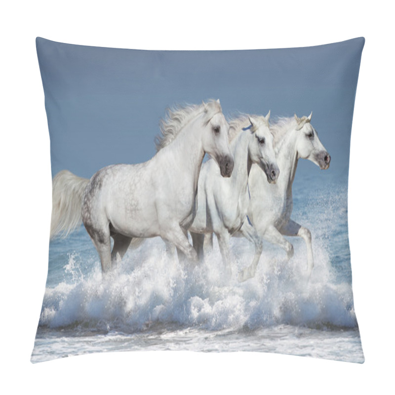 Personality  Horse Herd In Water Pillow Covers