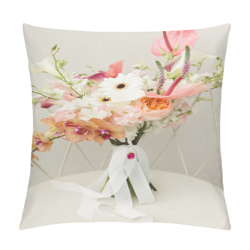 Personality  Vibrant Wedding Bouquet With Orchids And Calla Lilies Pillow Covers