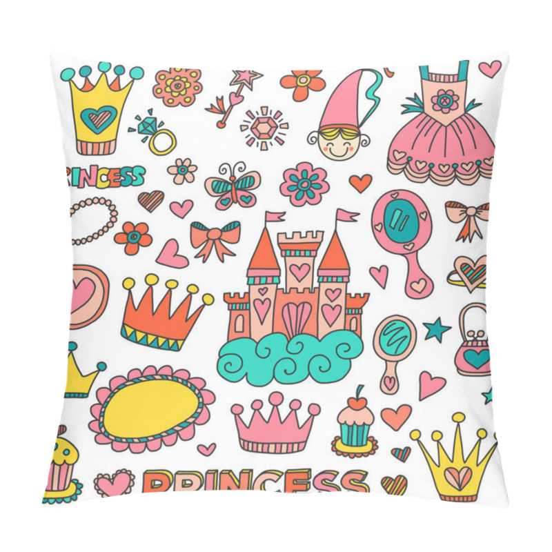 Personality  My Little Princess Hand Drawn Doodle Elements Pillow Covers