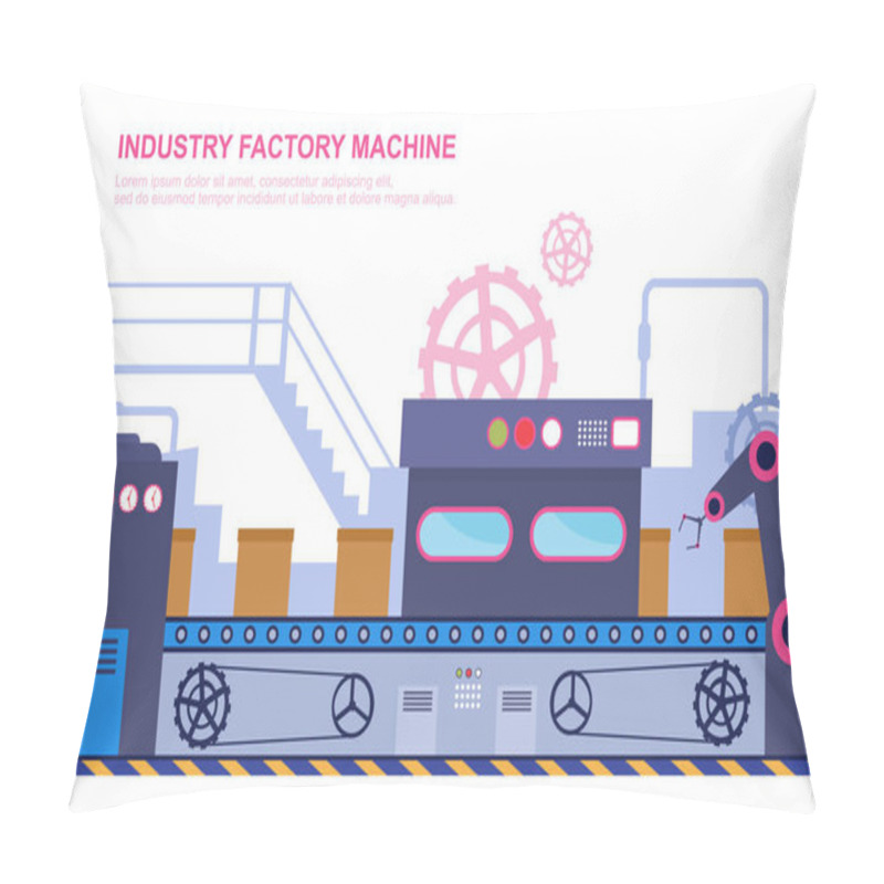 Personality  Industry Factory Concept Conveyor Automatic Production Robotic Assembly Illustration Pillow Covers