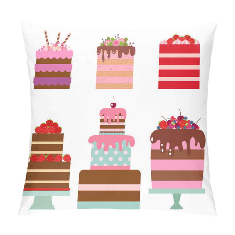 Personality  Collection Vector Flat Illustration Of Cake Pillow Covers