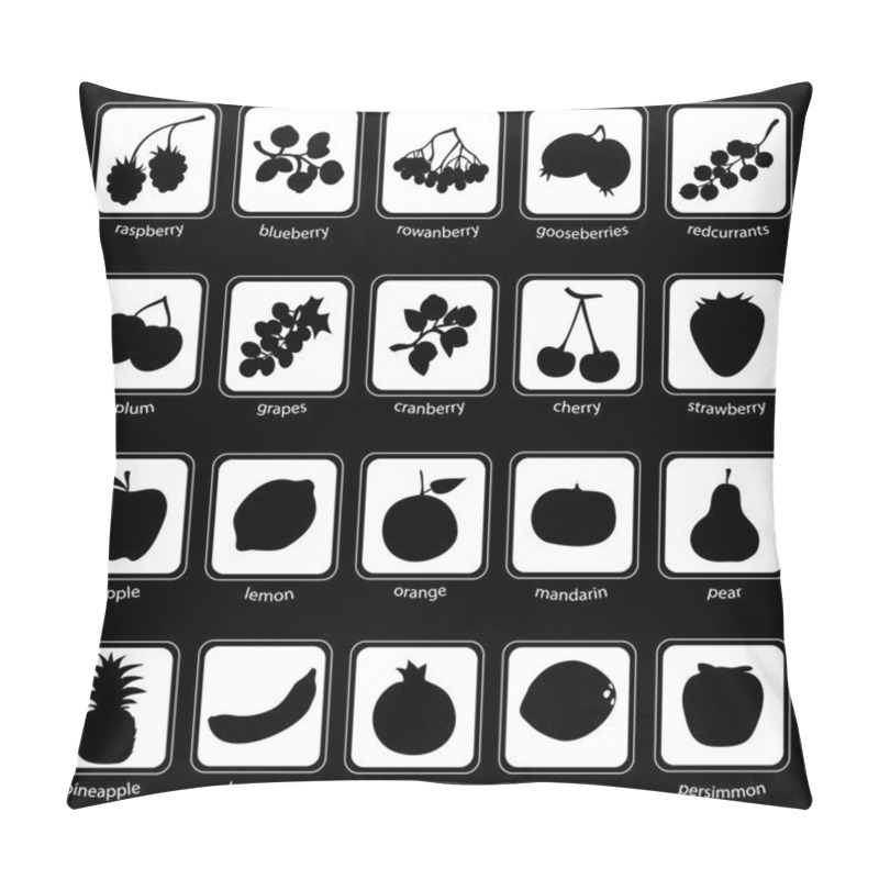 Personality  Fruit And Berries Icon Set Pillow Covers