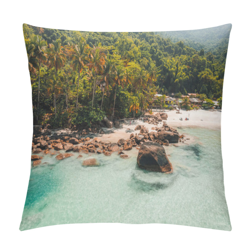 Personality  Big Island Ilha Grande Aventureiro Beach Angra Dos Reis, Rio De Janeiro, Brazil . High Quality Photo. Full Island Tour Drone Footage Aerial View Pillow Covers