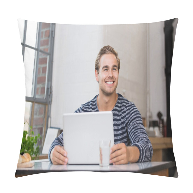 Personality  Young Man Working On Laptop Pillow Covers