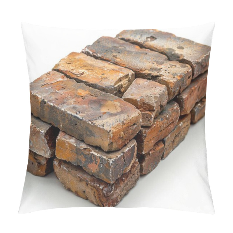 Personality  A Stacked Arrangement Of Weathered Bricks In Earthy Tones, Showcasing Texture And Character. Pillow Covers