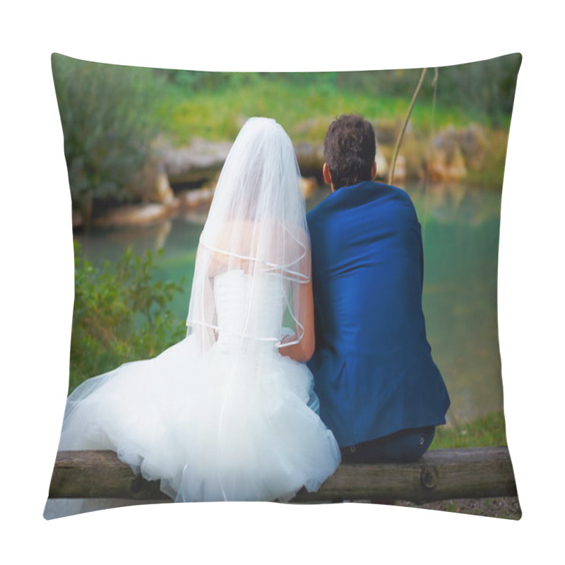 Personality  Bride And Groom Fishing Together - Romantic Wedding Concept. Pillow Covers