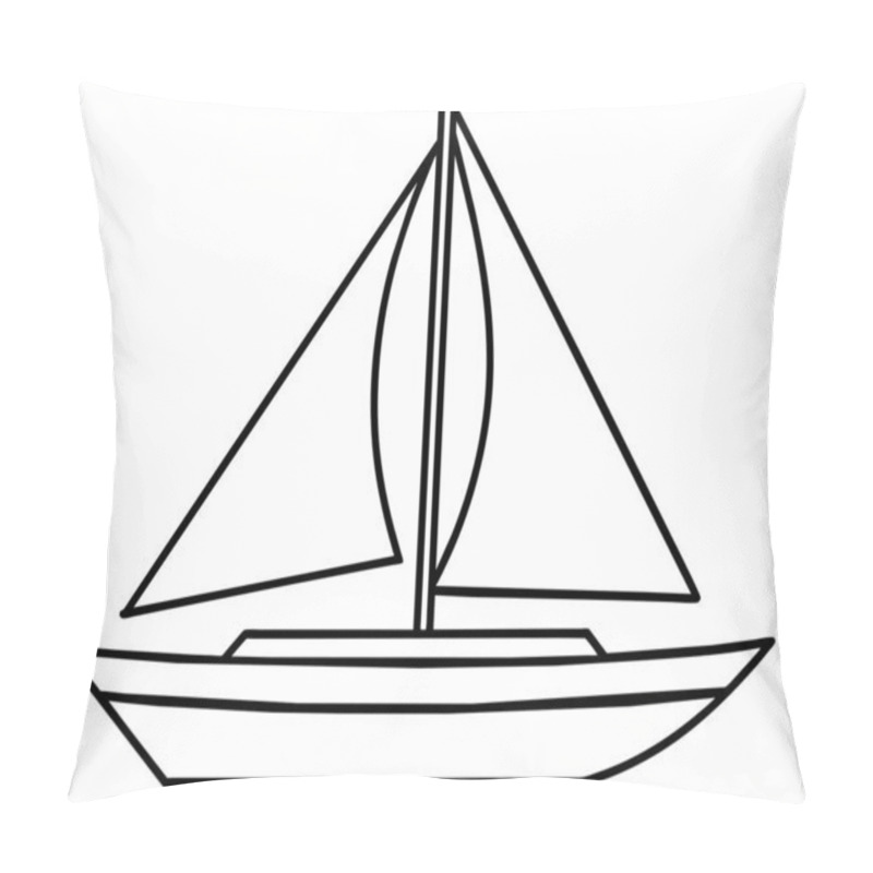 Personality  Simple Drawing Of A Sailboat In Black And White Pillow Covers