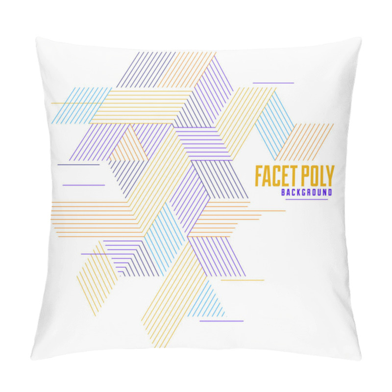 Personality  Line Design 3D Cubes And Triangles Abstract Background, Polygonal Low Poly Isometric Retro Style Template. Stripy Graphic Element Isolated. Template For Poster Or Banner, Cover Or Ad. Pillow Covers