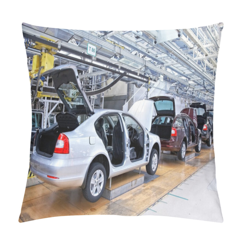 Personality  Cars In A Row At Car Plant Pillow Covers