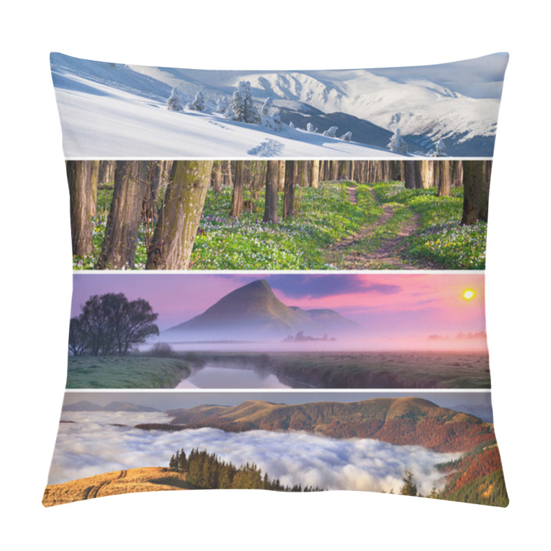 Personality  Set Of The 4 Seasons Landscape Pillow Covers