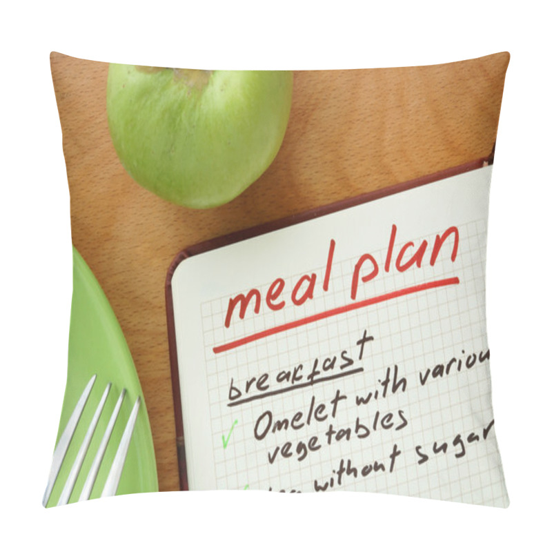 Personality  Notepad With Words  Meal Plan With Apple. Weight Lose Concept. Pillow Covers