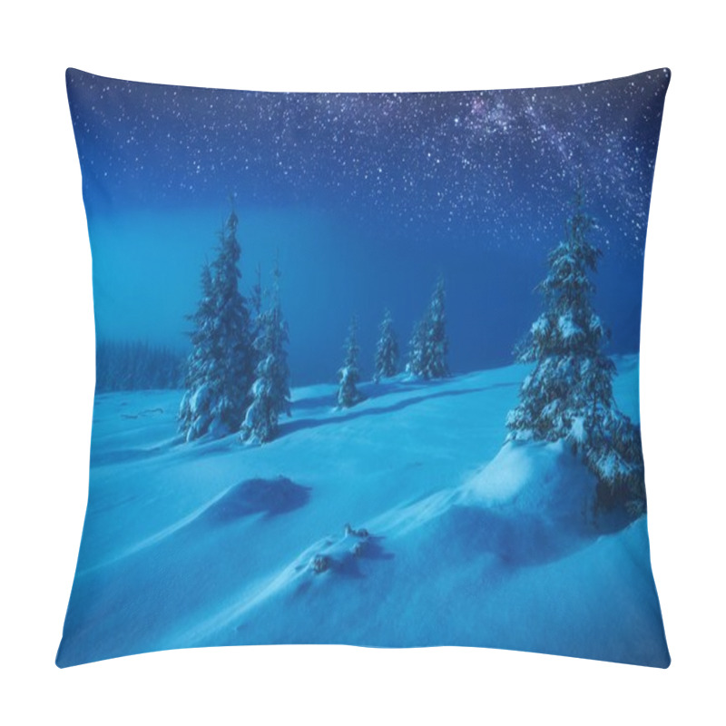 Personality  Fairy Winter Valley Covered With Snow In A Moon Light Pillow Covers