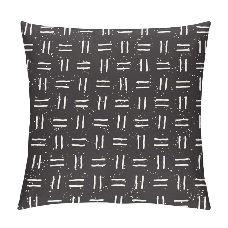 Personality  Hand Drawn Style Ethnic Seamless Pattern. Abstract Grungy Geometric Shapes Background In Black And White. Pillow Covers