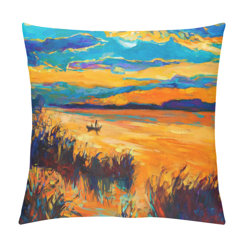 Personality  Boat In Lake Pillow Covers