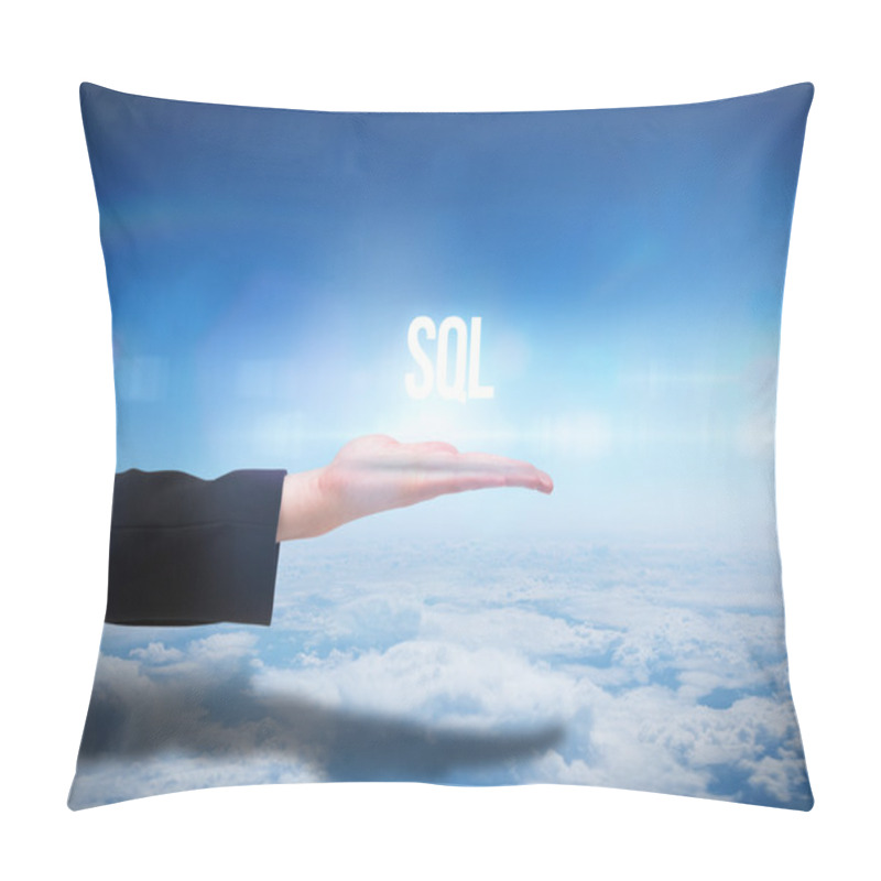 Personality  Businesswomans Hand Presenting Word Sql Pillow Covers