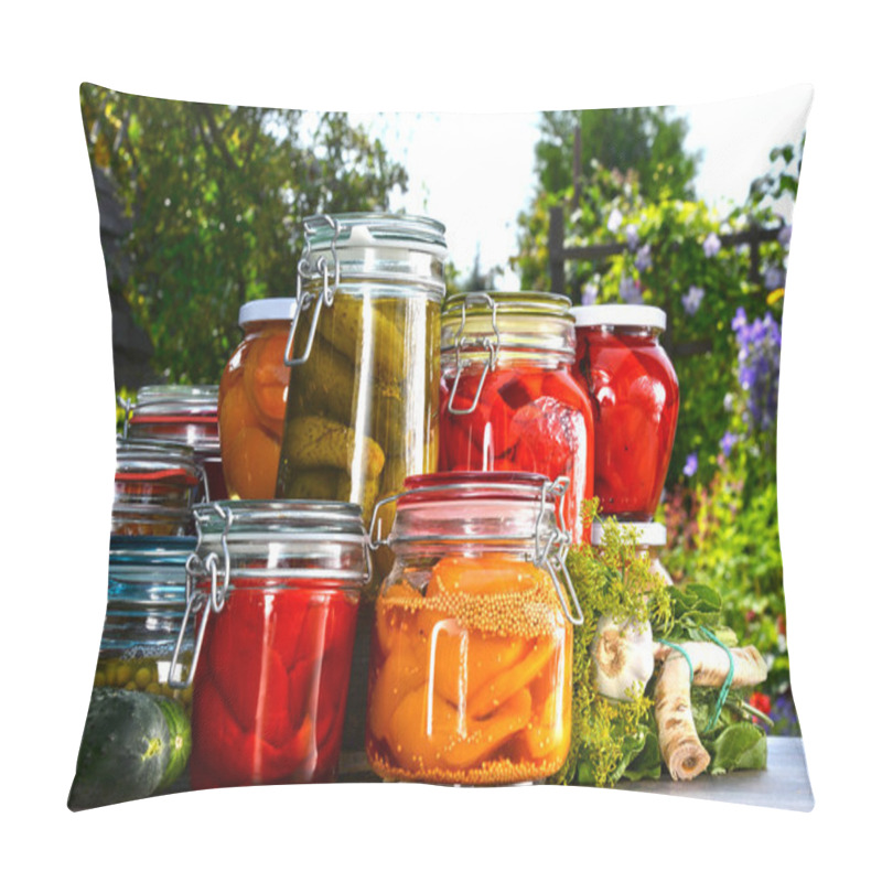 Personality  Jars Of Pickled Vegetables And Fruits In The Garden Pillow Covers