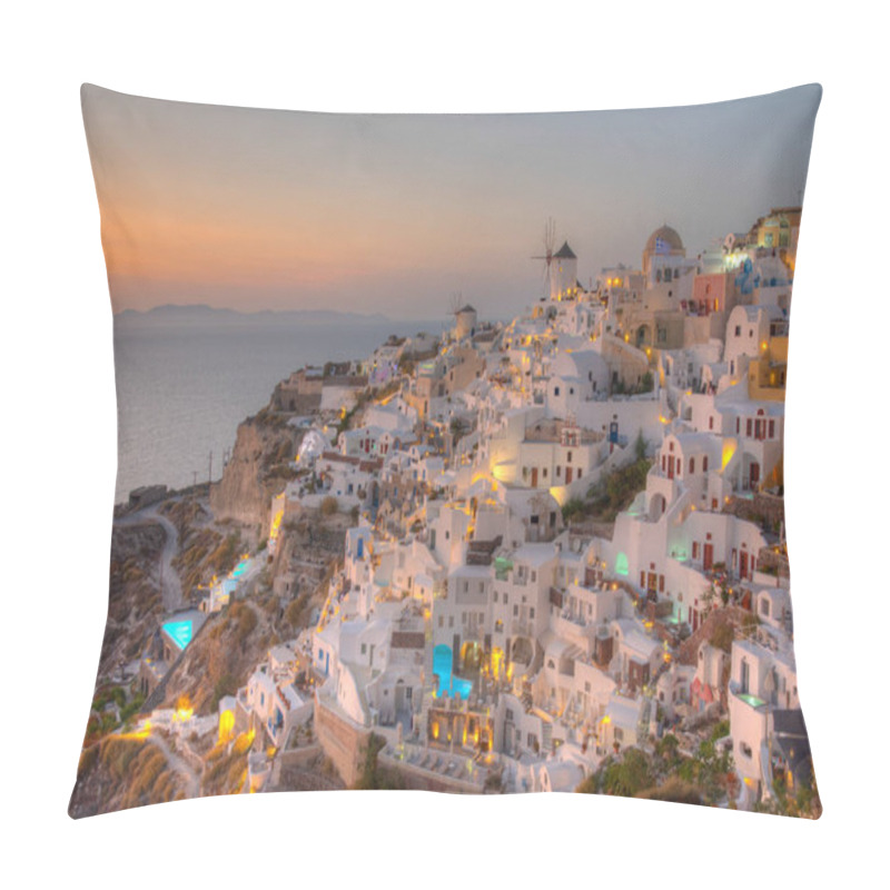 Personality  Sunset Over Oia Village In Santorini Island, Greece Pillow Covers