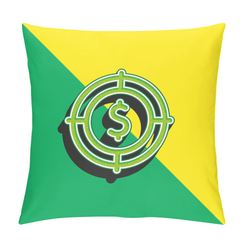 Personality  Aim Green And Yellow Modern 3d Vector Icon Logo Pillow Covers