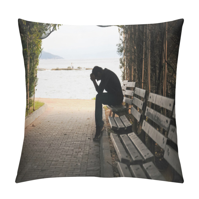 Personality  Young Man Sitting Looking Upset Pillow Covers