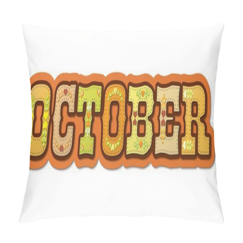 Personality  October, Illustrated Name Of Calendar Month, Illustration Pillow Covers